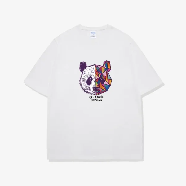 WPCTTS000432-02 Geometric Panda Design Summer Cotton Short-Sleeve T-Shirt