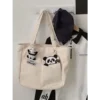 WPBGST000005 Hello Panda Large Capacity Minimalist Fashion Canvas Tote Bag