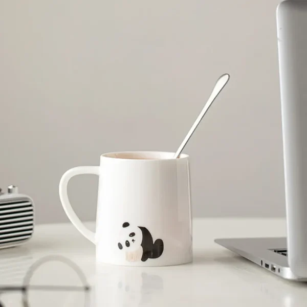 WPLSCPMU0177-02 White Porcelain Mug with Panda Design