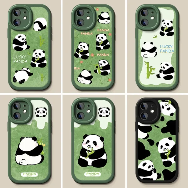 Leather Texture Panda Silicone Apple iPhone Case