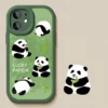 Leather Texture Panda Full-Protection Silicone Apple iPhone Case