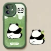 Leather Texture Panda Full-Protection Silicone Apple iPhone Case