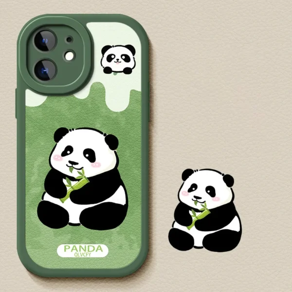 Leather Texture Panda Silicone Apple iPhone Case