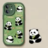 Leather Texture Panda Full-Protection Silicone Apple iPhone Case