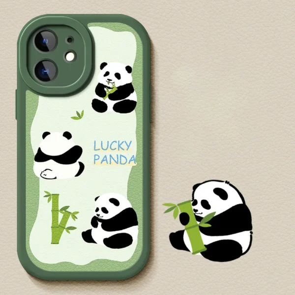 Leather Texture Panda Silicone Apple iPhone Case
