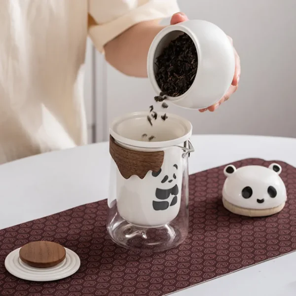 WPLSCPTC0002-03 Luxury Panda White Porcelain Travel Tea Set