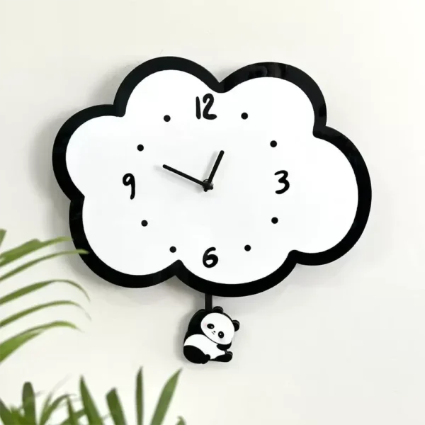 Minimalist Panda Pendulum Silent Wall Clock