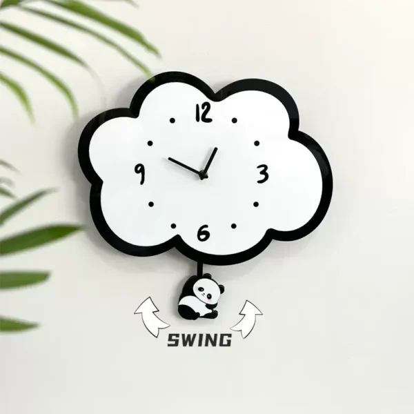 Minimalist Cloud-Shaped Panda Pendulum Silent Wall Clock