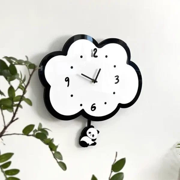 Minimalist Cloud-Shaped Panda Pendulum Silent Wall Clock