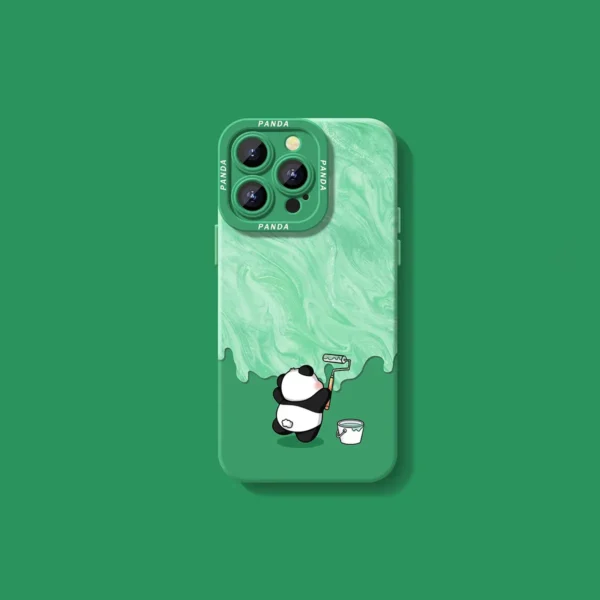 WPASPC000465 Green Panda Painter Series Silicone Apple iPhone Case