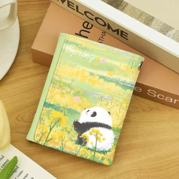 WPBGWC000160-02 Oil Painting Panda Style Tri-Fold Short Wallet