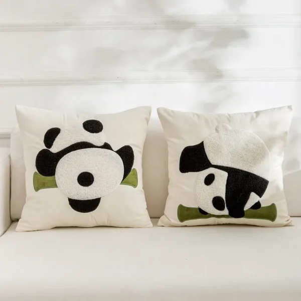 WPHHCS000002-0007-02 Panda Embroidery Decorative Cushion Throw Pillow for Sofa