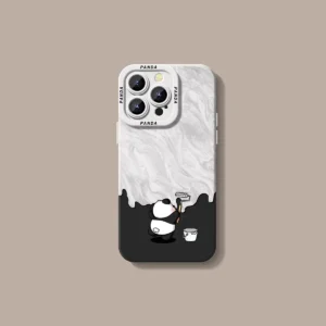 White Panda Painter Series Silicone Apple iPhone Case