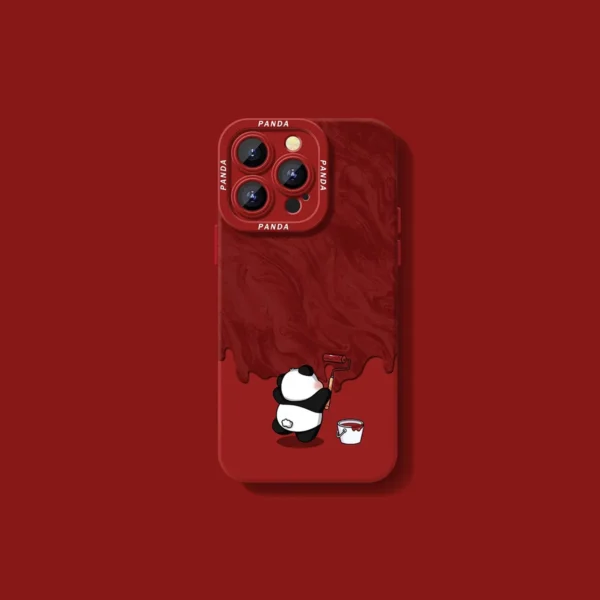 WPASPC000513 Red Panda Painter Series Silicone Apple iPhone Case