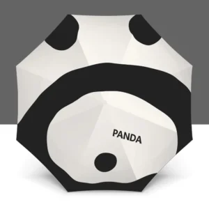 WPLSUB000255-01 Panda-Themed Automatic Three-Fold Umbrella