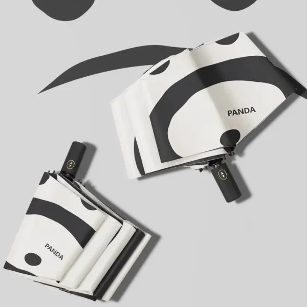 Panda-Themed Automatic Three-Fold Umbrella for Sun and Rain
