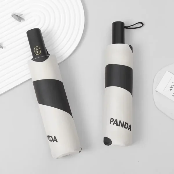 Panda-Themed Automatic Three-Fold Umbrella for Sun and Rain