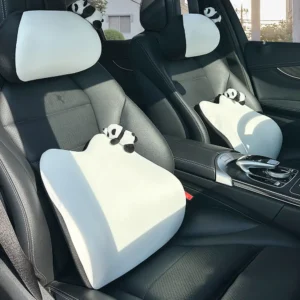 WPHHCS000008-01 Panda Themed Car Headrest and Lumbar Support Pillow