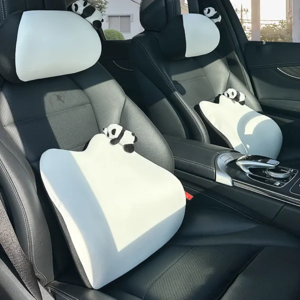 WPHHCS000008-01 Panda Themed Car Headrest and Lumbar Support Pillow