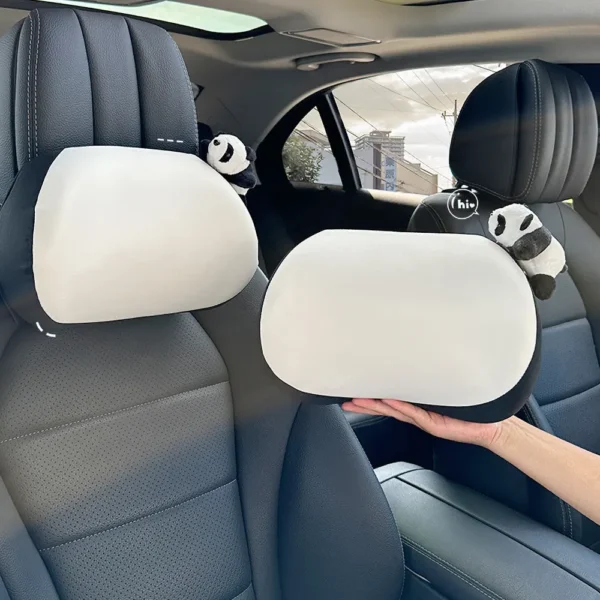 WPHHCS000008-02 Panda Themed Car Headrest and Lumbar Support Pillow with Memory Foam