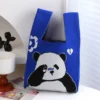 WPBGWB000069 Sleepy Panda Pattern Small Woven Tote Bag