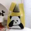 WPBGWB000071 Sleepy Panda Pattern Small Woven Tote Bag