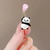 WPDCBR000139-02 Pink Diamond Shaped Panda Brooch Accessory
