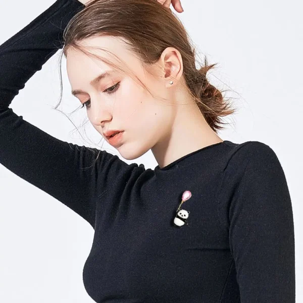 WPDCBR000139-03 Stylish Pink Diamond Shaped Balloon Panda Brooch Accessory