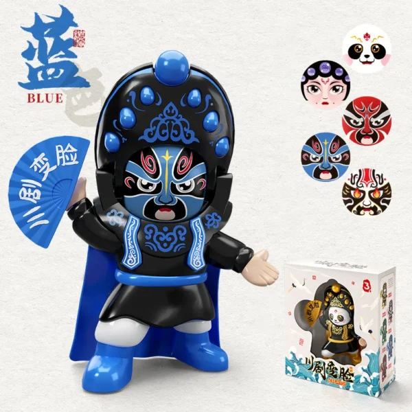 WPDTOM000015 Blue Face-Changing Panda Doll Chinese Desk Decor