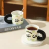 WPLSCPMU0179-02 Trendy Checkered Color-Block Panda Pattern Coffee Mug
