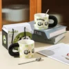 WPLSCPMU0179-04 Trendy Checkered Color-Block Panda Pattern Coffee Mug