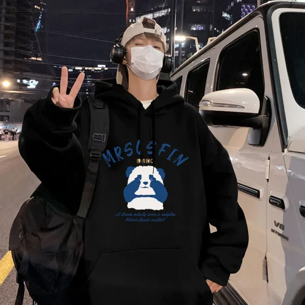WPCTSS000279-0296-01 Trendy Panda Vintage Hoodie for Men