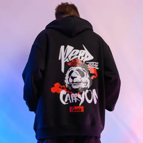 WPCTSS000261 Trendy Panda Streetwear Hip-Hop Style Oversized Hoodie
