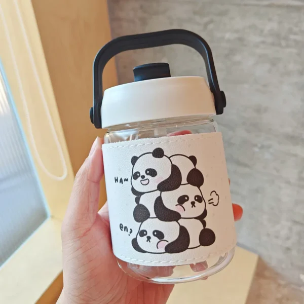 WPLSCPPC0049 Various Cute Panda Pattern Portable Glass Straw Travel Cup