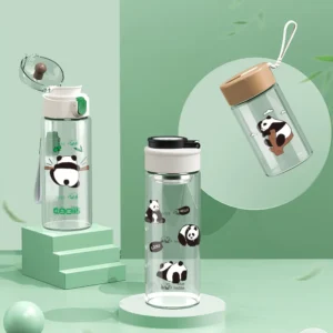 WPLSCPPC0080-0099-01 Cute Panda Glass Portable Travel Cup
