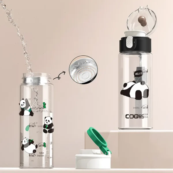 Cute Panda Glass Portable Travel Cup