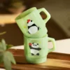 WPLSCPMU0223-0224-03 Vintage Jade-Colored Cute Panda Glass Mug