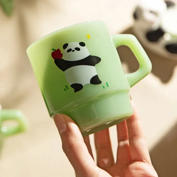 WPLSCPMU0224 Vintage Jade-Colored Panda Glass Mug
