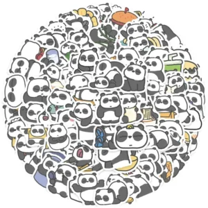 100 Original Cartoon Panda Stickers Journal Scrapbook Notebook