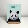 WPLSCD000355 2025 Calendar Cute Popular Panda Photo Wooden Desk Calendar