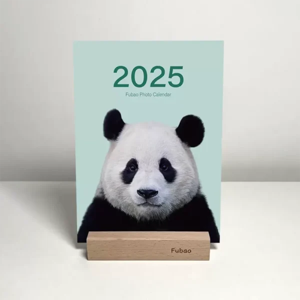 WPLSCD000355 2025 Calendar Cute Popular Panda Photo Wooden Desk Calendar