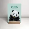 WPLSCD000357 2025 Calendar Cute Popular Panda Photo Wooden Desk Calendar