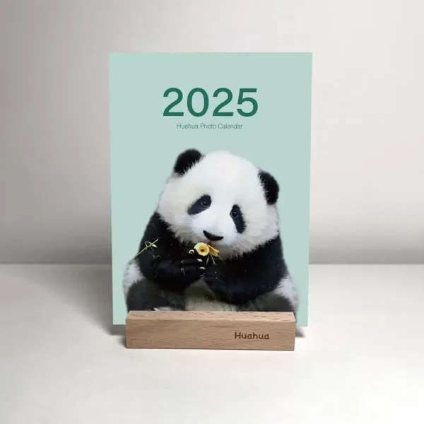 WPLSCD000357 2025 Calendar Cute Popular Panda Photo Wooden Desk Calendar