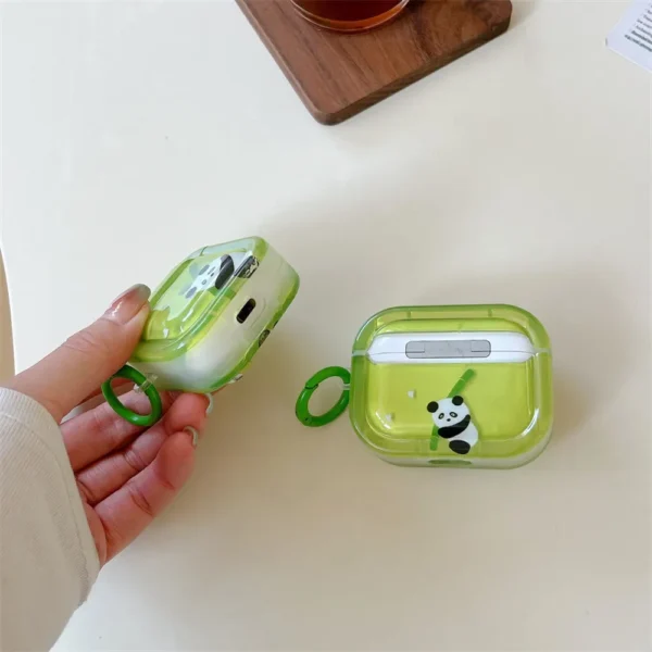 WPASEC000221-0224-04 3D Panda Climbing Bamboo Apple AirPods Case Protective Case