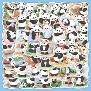 50-Pack Cute Cartoon Panda's Day Series Sticker Set