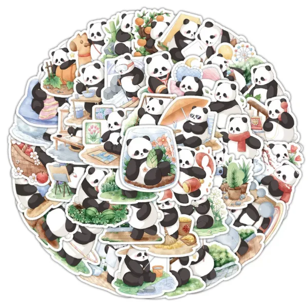 WPDCSK000258-03 50-Pack Cute Cartoon Panda's Day Series Sticker Set