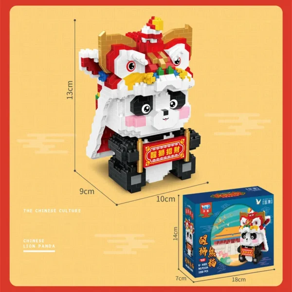 WPDTBB000176 Chinese Culture Lion Dance Panda Mini Building Blocks Toy