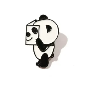 Abstract Style Reading Panda Brooch Cute Alloy Badge Travel Gift