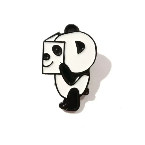 WPDCBR000184-01 Abstract Style Reading Panda Brooch Cute Alloy Badge Travel Gift