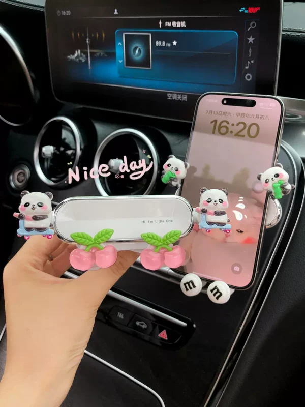 Adorable 3D Panda Phone Holder for Car Use